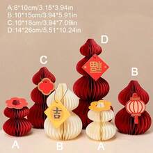 1/2/4/6pcs Red Foldable Paper Honeycomb Lanterns Decor, Lucky Bag Spring Festival Figurine Hanging Ornaments, Traditional Chinese New Year Celebration Decorations, Non-Electric Lunar New Year Lanterns, Wedding Lanterns, Wall Hanging, Holiday Party Room Decor, Chinese New Year Gifts - Multicolor - View 20