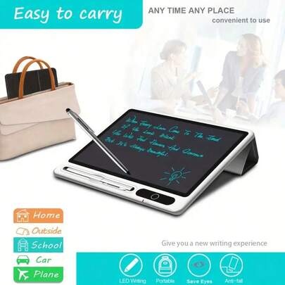 Elektronisches Notebook mit 10-Zoll-LCD-Schreibtablett und PU-Schutzhülle, löschbares Zeichentablett, geeignet für den Einsatz im Homeoffice bei Erwachsenen.