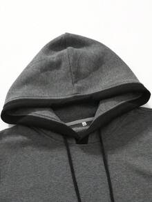 男士休闲保暖连帽衫和运动裤套装 - 深灰色 - 查看 5