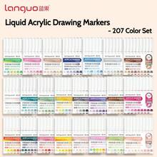 Set di 171 colori di pennarelli acrilici liquidi diretti Languo, penne riempitive con testina morbida e capacità elevata, colori macaron, grigio, marrone e colorati, adatti per studenti, pittura di personaggi dei cartoni animati, impermeabili per carta, arte fai-da-te, graffiti su pietra, vetro e ceramica, disponibili in 207 colori, idea regalo, essenziali per il ritorno a scuola, forniture per l'arte di San Valentino, set di cancelleria