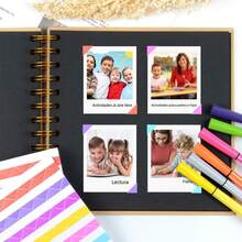 Scrapbook Álbum para Fotos 17.5x17.5cm, 40 Páginas de Papel Kraft Tapa Dura. Álbum Fotográfico DIY con Pegatinas, Libro de Recuerdos para Familia y Boda - Negro - Ver 3