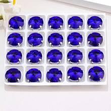 Rivoli Round Shape, 6mm,8mm,10mm,12mm,14mm,16mm,18mm, Glass Multi Colors Fancy Ellipse Shiny Handmade Sliver Metal Claw Base, Sewing Crystal Hand Sewn Rhinestone Decoration Beads Flat Back With Holes Gems DIY Accessories Sew On Stones Strass For Decorating Clothes, Dress, Bags, Shoes, Brooches, Earrings, Handicrafts - Rose Red - View 26