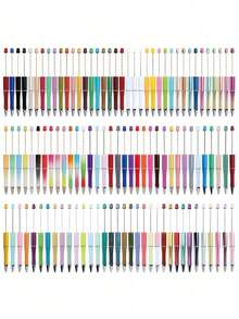 DIY Beaded Pen Craft Jewelry, New Hot-Selling DIY Jewelry Silicone Beads, New Hot-Selling DIY Jewelry Silicone Gradient Color Electroplated Colorful Beaded Pen Arts And Crafts, Suitable For Ballpoint Pen Jewelry, Crafts, Jewelry Making, Suitable For Making Holiday Gifts, New Year Gifts, Back To School Gifts, Valentine's Day Gifts, Jewelry Making Materials (Random Color Shipped) - Multicolor - View 1