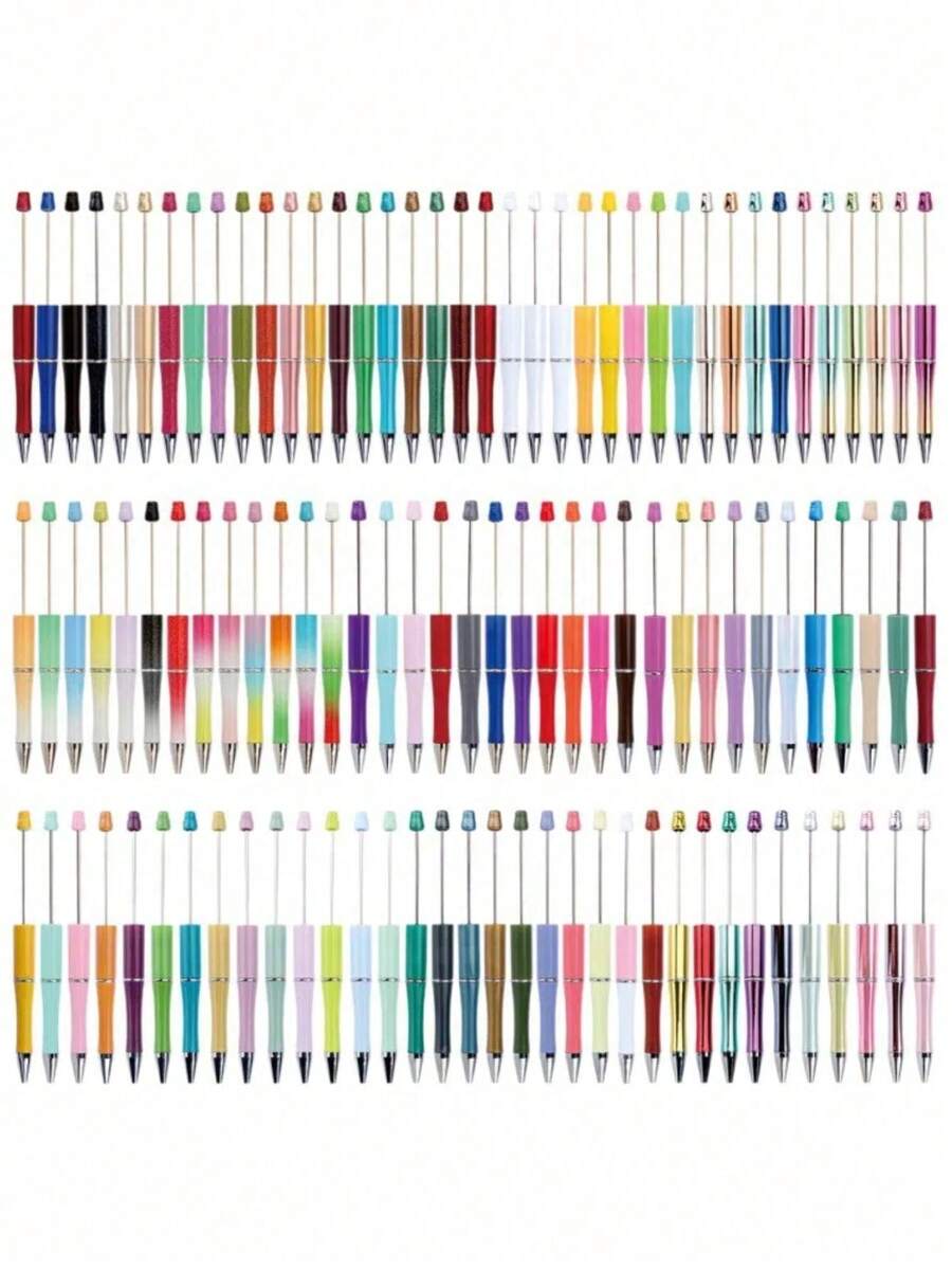 DIY Beaded Pen Craft Jewelry, New Hot-Selling DIY Jewelry Silicone Beads, New Hot-Selling DIY Jewelry Silicone Gradient Color Electroplated Colorful Beaded Pen Arts And Crafts, Suitable For Ballpoint Pen Jewelry, Crafts, Jewelry Making, Suitable For Making Holiday Gifts, New Year Gifts, Back To School Gifts, Valentine's Day Gifts, Jewelry Making Materials (Random Color Shipped) - Multicolor - View 1