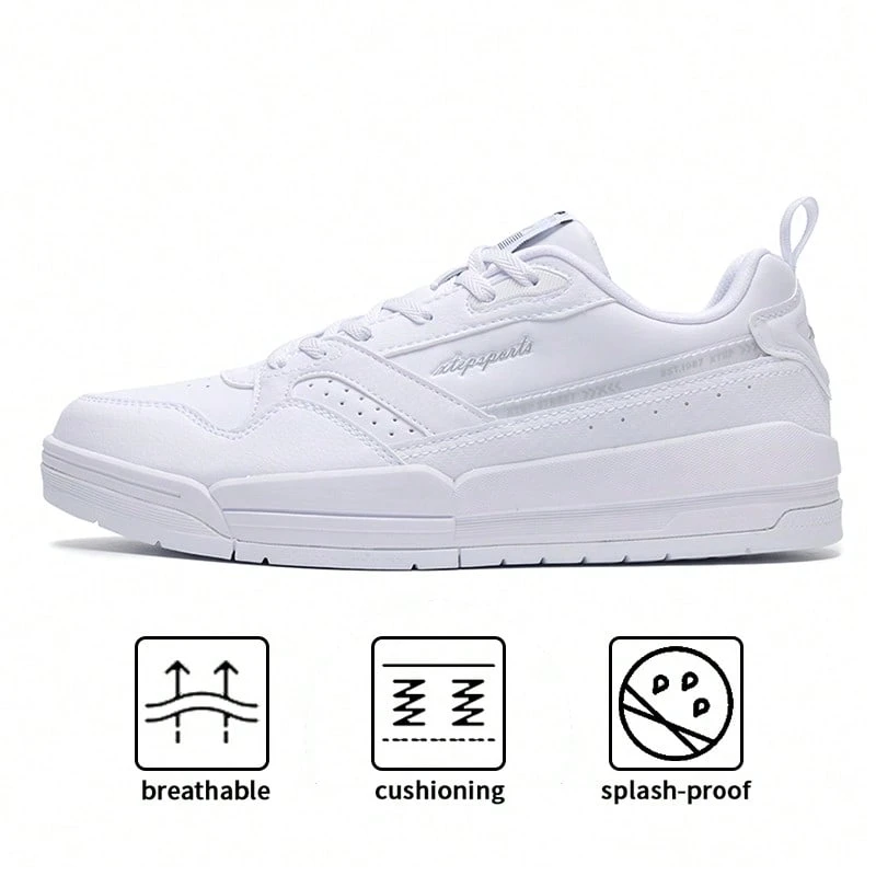 XTEP 878418310031 白色低帮休闲运动鞋，轻便舒适，适合日常、旅行、户外活动 - 新白色 - 查看 1