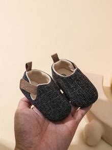 亚麻软底婴儿鞋，0-1岁 - 黑色 - 查看 3