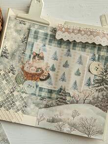 CANDY POETRY Giấy scrapbooking họa tiết hoa mùa đông, 30 tờ/gói, giấy trang trí DIY cổ điển không keo dính, quà tặng ngày lễ, đồ dùng làm tranh ghép thủ công, đồ dùng văn phòng phẩm sáng tạo cho sổ lưu niệm cá nhân hóa, đồ dùng học tập. - Đỏ - Xem 9