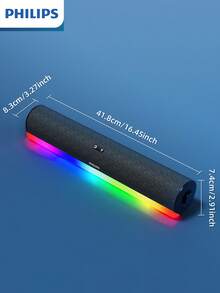 PHILIPS BT Speaker, Wired/BT Dual Mode, Multi-Functional Desktop Speaker, Four-Unit Stereo, RGB Ambient Lighting, Allowing You To Feel Relaxed And Pleasant Music. - Black - View 2
