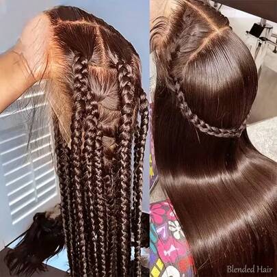 5*5 无胶高清蕾丝闭合假发和 13*4 高清蕾丝前假发，真人发混纺黑色假发 - 200% 密度，自然色直发 - 预先修剪发际线和婴儿发 - 无需胶水即可立即佩戴 - 多种尺寸，完美适合女性