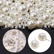 100pcs/Pack ABS Faux Pearl Beads, Hole-Less, For DIY Jewelry Making, Suitable For Bracelets, Necklaces, And Crafts - Pure White/pearl - View 3