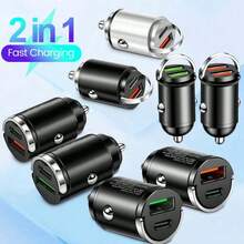 XJDR 1个二合一车载充电器，12-24V USB Type-C 快充车载手机充电器适配器，兼容 和 iPad，支持 QC 3.0 快充。 - A - 查看 13