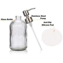 1pc Transparent Glass Soap Dispenser With Rustproof Stainless Steel Pump, Refillable Liquid Soap Dispenser For Bathroom, Premium Kitchen Soap Dispenser Home Bathroom Decor Summer,Room Decor , Ramadan Decor, Home Decor, Bathroom Decor Kitchen Items Kitchen Accessories Kitchen Tools - Multicolor - View 6