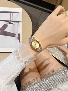 1pc Women's New Vintage French Style Gold-Tone Small Dial Wristwatch, Stainless Steel Strap, Suitable For Daily Wear, Formal Events, And Christmas Gift - Một cỡ - Xem 9