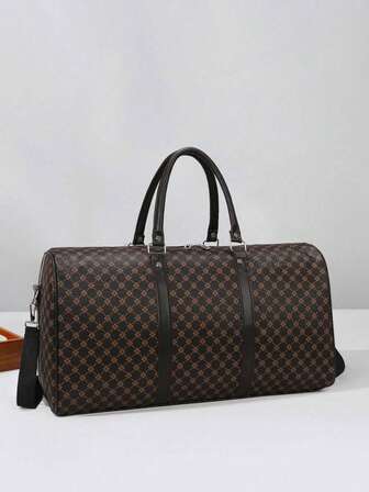 1 Pc Leisure And Business High-Capacity Full-Size Printed PU Leather Zipper Style Double Handle Handle Strap With Adjustable Shoulder Strap Fashionable Travel Bag Suitable For Men And Women For Vacation Holiday&For Business&For Back To School