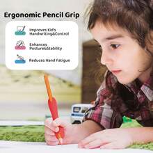 2-In-1 Ergonomic Writing Aid & Posture Corrector - Dual-Grip Handle, Tactile Feedback, 6 Vibrant Colors (Pink, Green, Blue, Purple, Red, Yellow) / For Adult Beginners, Enhances Pen Control & Writing/Drawing Skills, Compatible With Pens & Art Tools, Improves Writing, Comfortable Grip, Soft Touch, Flexible Design, Learning Tool - Multicolor - View 4