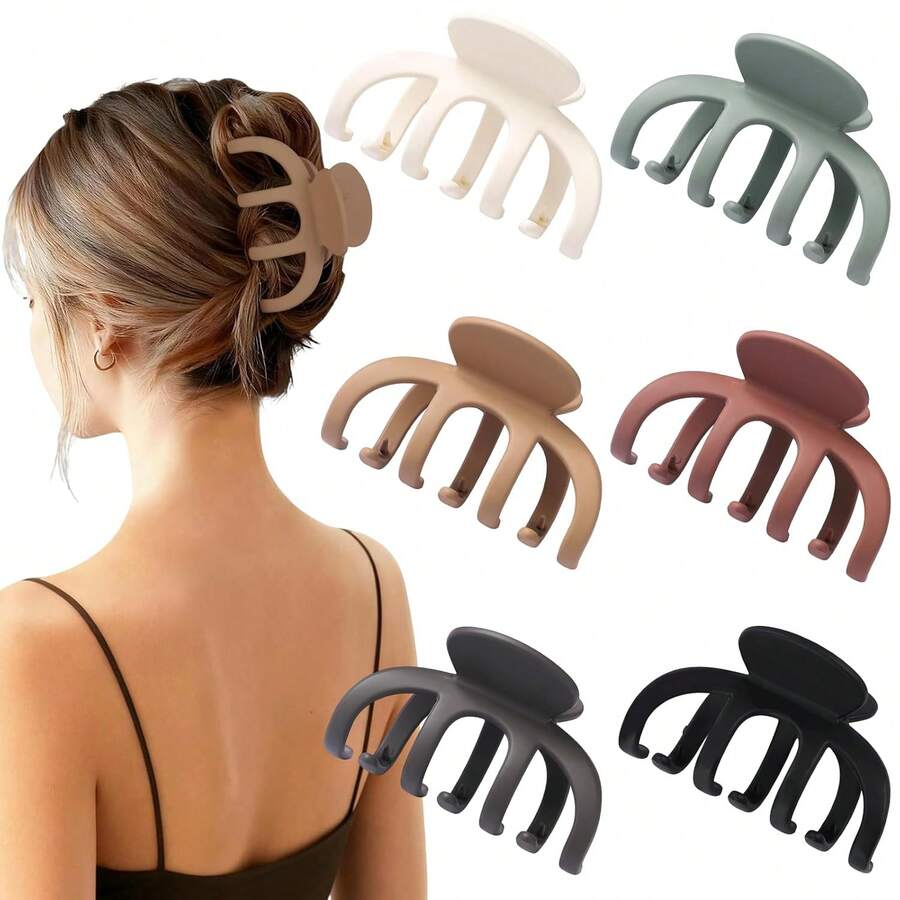 Hair Clips For Women 3.5 Inch Medium Hair Claw Clips For Thin Thick Hair Matte Banana Jaw Clips Hair Accessories For Women (Brown) - 基本的 - 查看 1