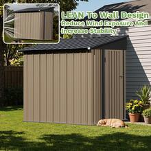 Flamaker 8x4 FT Outdoor Storage Shed, Lean To Storage Shed, Garden Tool Metal StorageHouse With Lockable Door, 2 Air Vents And Sloped Roof For Backyard, Patio, Lawn, Brown - 棕色 - 查看 3