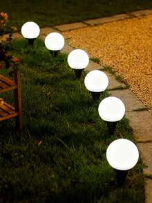 4pcs Solar Sphere Ground Lights, Warm Ambiance Lights For Garden, Pathway Illumination, Suitable For Garden Decor, Nighttime Path Lighting, Outdoor Cozy Landscaping And Multi-Scenario Decoration - Solar-powered Spherical Ground Lamp - View 10