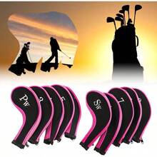 10pcs Club Cover, Neoprene Waterproof Club Iron Covers Putter Set Protector Case Accessory - Rosado - Ver 6