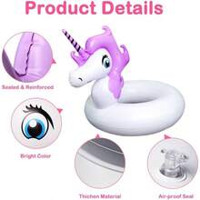 Swimming Ring - Purple - Pool Float, Pool Floats Inflatable Float Pool with Rapid Valves Floaties Swim Rings Summer Toys 5 10 Year Old Toddlers Floating Tubes - Flotador de unicornio morado - Ver 8