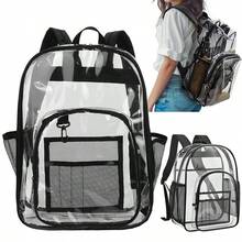 Large Heavy Duty Clear Backpack Waterproof See Through Plastic PVC For School - Black - View 6