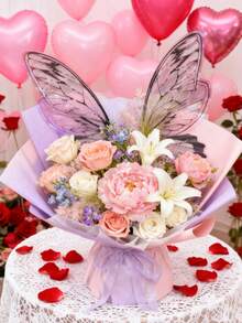 20pcs Butterfly & Floral Wrapping Paper, Waterproof Butterfly Bouquet Packaging Paper, OPP Transparent Floral Wrapping Paper, Suitable For Flower Shop Supplies, Gift Packaging, DIY Crafts, Size 19x22 Inches (Black Butterfly)