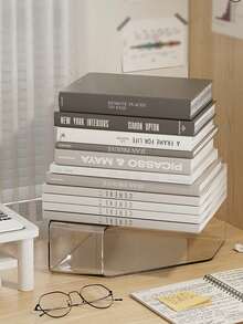 1/2/4 件装透明亚克力书架；书籍收纳盒，大容量办公文件收纳盒，A4 纸张桌面收纳盒，办公用品配件，桌面收纳架，学生返校用品，适用于家庭、书房、学校、办公室。杂志架