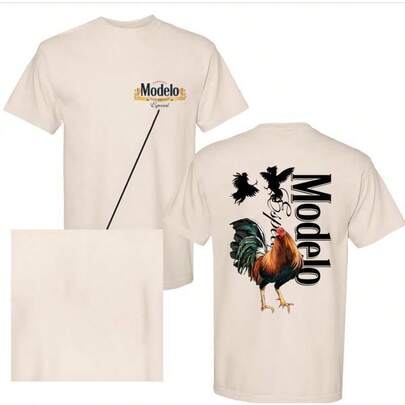 Camiseta gráfica Modelo Chicken & Beer, ropa de moda masculina, camisa para papá bebiendo, regalo perfecto para hombres, ropa informal de diario.