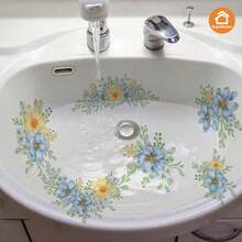 Rose Floral Pattern Self-Adhesive Bathtub Sticker, Creative Peel And Stick Home Decor Sticker, Suitable For Decorating Sink And Bathtub, Removable Wall Sticker, Fashionable Bathroom Decor