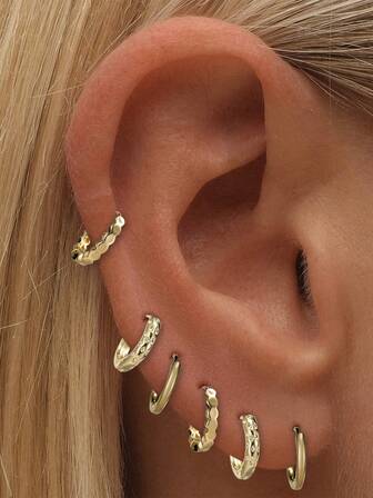 Shescity 6件套 时尚精致几何图案百搭女士单耳耳环