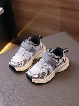 1 Pair Baby Girl Sneakers, PU Hook And Loop Design Soft Sole Fashion Durable Shoes, Suitable For Spring, Autumn, Winter