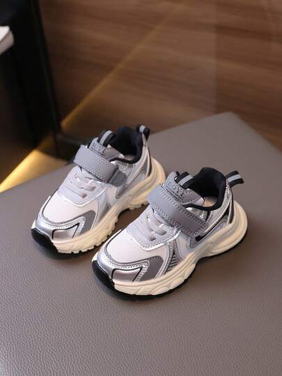 1 Pair Baby Girl Sneakers, PU Hook And Loop Design Soft Sole Fashion Durable Shoes, Suitable For Spring, Autumn, Winter