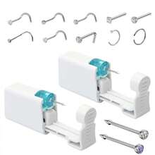 2PCS Disposable Nose Piercing Gun Built-In Nose Studs,10 PCS Nose Rings-Portable Nose Piercing Kit - 2 Second-generation Nose Piercers + 10 Decorative Nose Studs - View 12