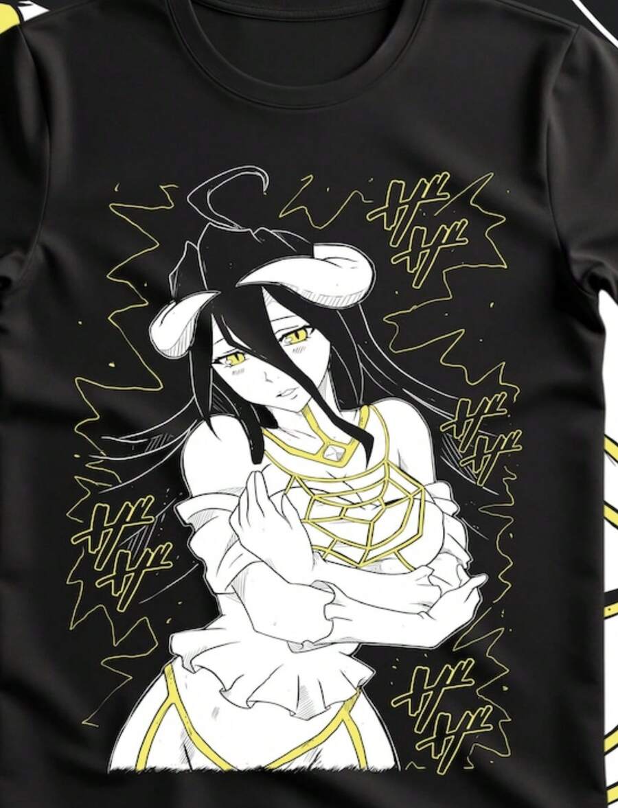 Albedo Overlord Tshirt, Anime Overlord Character, Demon Girl, Succubus, Ainz Ooal Gown, Momonga, Tom - màu đen - Xem 1