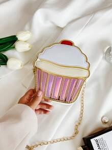 1pc Fashion Children's Ice Cream Cake Shaped Crossbody Bag/Shoulder Bag, Portable Multi-Function Zipper Candy Bag, Lightweight And Easy To Carry, Suitable For Travel, Vacation, Outdoor Activities, Supermarket Shopping, Holiday Shopping, Also An Ideal Children's Gift And Birthday Gift. - White - View 6