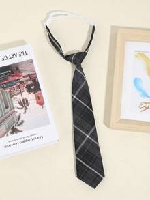 1条男女通用休闲百搭条纹格子图案领带，红/绿/粉/黑/蓝配色可选，适合学校、日常穿着、街头搭配。 - 彩色 - 查看 6