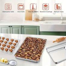 2件套不锈钢网状烤盘，平底方形烤盘 - 重型耐用，易于清洁，适用于厨房清洗蔬菜、沥水、烤箱烘焙、烧烤等。 - 彩色 - 查看 9