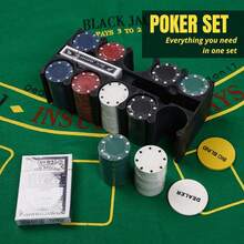Vicyol S&D Juego de mesa Póker Texas Hold'em. Set completo con 200 fichas, 2 barajas, botón de dealer, fichas de ciega grande y pequeña, tapete, caja de metal - Multicolor - Ver 4