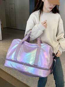 1 szt. Kolorowa, wodoodporna torba damska z wieloma kieszeniami, duża pojemność, torba podróżna z oddzielną przegrodą na buty, idealna na trening, wakacje, podróż służbową, torba podróżna, torba podróżna na noc, wytrzymały organizer podróżny, niezbędne na rejs, niezbędne na wakacje dla mężczyzn i kobiet - Fioletowy - Zobacz 4