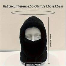 1 szt. Zimowa pluszowa czapka zimowa z maską chroniącą przed zimnem – zapięcie na elastyczny sznurek, lekka, ciepła bluza do jazdy na rowerze, narciarstwa i sportów na świeżym powietrzu, jednokolorowa czapka z kapturem i polarową wiatroszczelną ochroną słuchu, unisex, dostępna w 4 kolorach