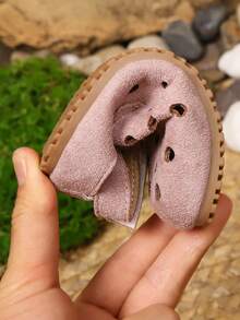 New Girls' Solid Color Hollow Anti-Slip Soft Bottom Hook And Loop Simple Fashion Flat Sandals, Suitable For Spring And Summer