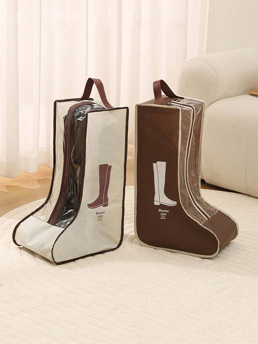1 Pieza; Bolsa de almacenamiento para botas altas de mujer, bolsa organizadora transparente a prueba de polvo para botas cortas, cubierta a prueba de humedad, bolsa de tela no tejida reforzada para zapatos y botas, bolsa de zapatos plegable y portátil, adecuada para hombres y mujeres, bolsa de almacenamiento de zapatos para el hogar y los viajes. - Multicolor - Ver 1