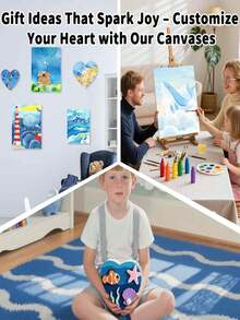 多种尺寸的绷框画布套装，空白白色画布，适用于油画、丙烯画和流体艺术创作，小巧便携，方便旅行携带。 - 彩色 - 查看 4