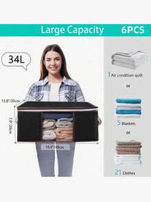 1/3/6/10/20pcs Foldable Home Storage Organizer Bags, Containers For Organizing Clothes, Bedding, Sweaters, Pillows And Closets - Multicolor - View 6