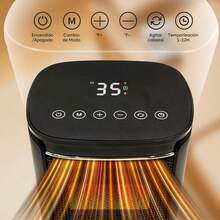 Calefactor Eléctrico para Hogar de 1500W, Calentador portátil con Pantalla Táctil, Control Remoto, Temporizador de 1 a 12 horas, Función Oscilante y Apagado por Vuelco, con Pantalla LED (Negro) - 1 - Ver 1