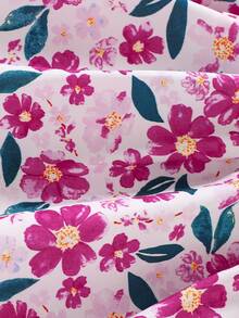 女婴无袖碎花连衣裙，配蝴蝶结，甜美可爱，适合度假和休闲穿着，也适合外出或日常穿着，春夏款。 - 玫紅色 - 查看 10