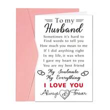 浪漫情人节贺卡，送给丈夫、男友、男士的甜蜜周年纪念卡 | 专属他的生日贺卡 | 完美的情人节礼物 - 1张 - 彩色 - 查看 3