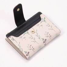 Suphiar Leaf Shaped Metal Button Tri-Fold Coin Wallet For Cards Card Holder For Women Wallet Purse Wallet Small Wallet - Black - View 5