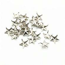 50/100pcs 10mm(0.394in) Pack Metal Silver Star Rivets DIY Clothes Shoes Bags Handmade Clothing Accessories Punk Leather Studs Spikes Spots Nails Head Buttons