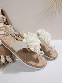 1 Pair Beach Pearls Sandals, Summer - White - View 3